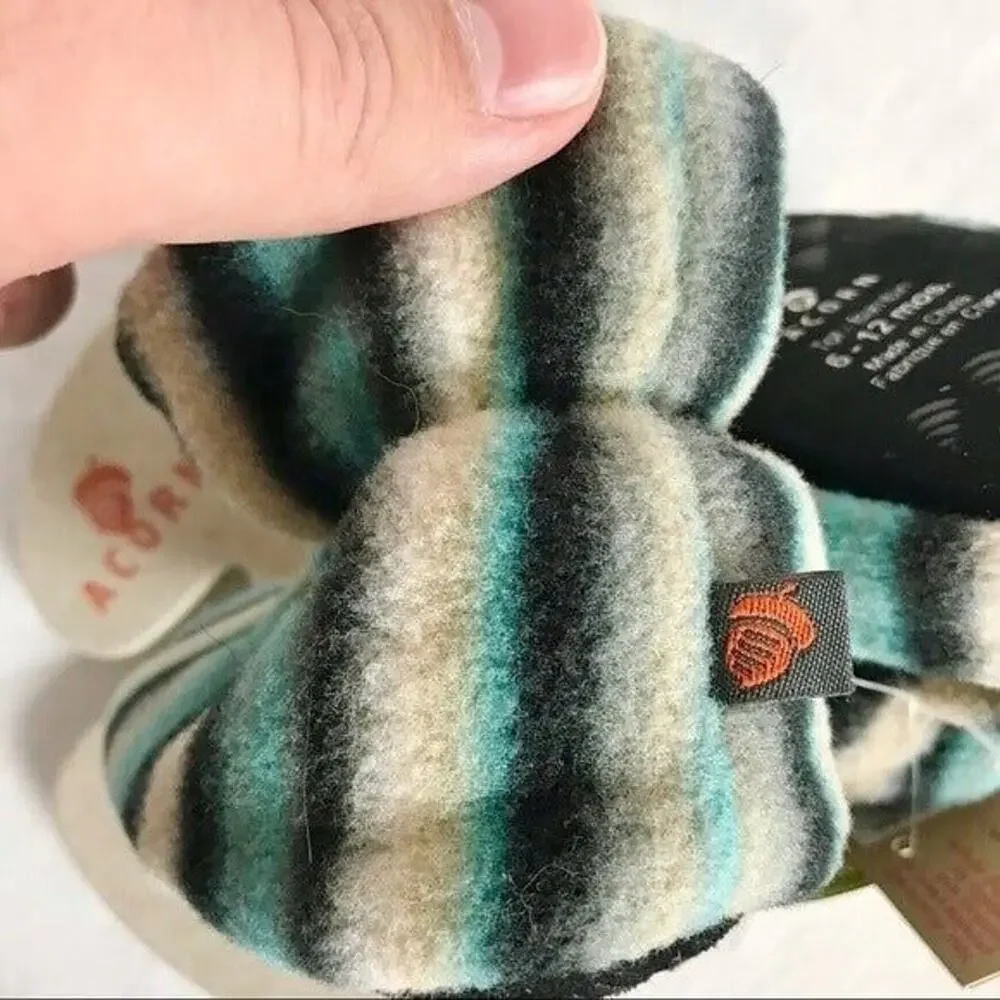 Acorn NWT 6-12 Months Striped Fleece Booties Comfort Non-Slip Machine Washable
